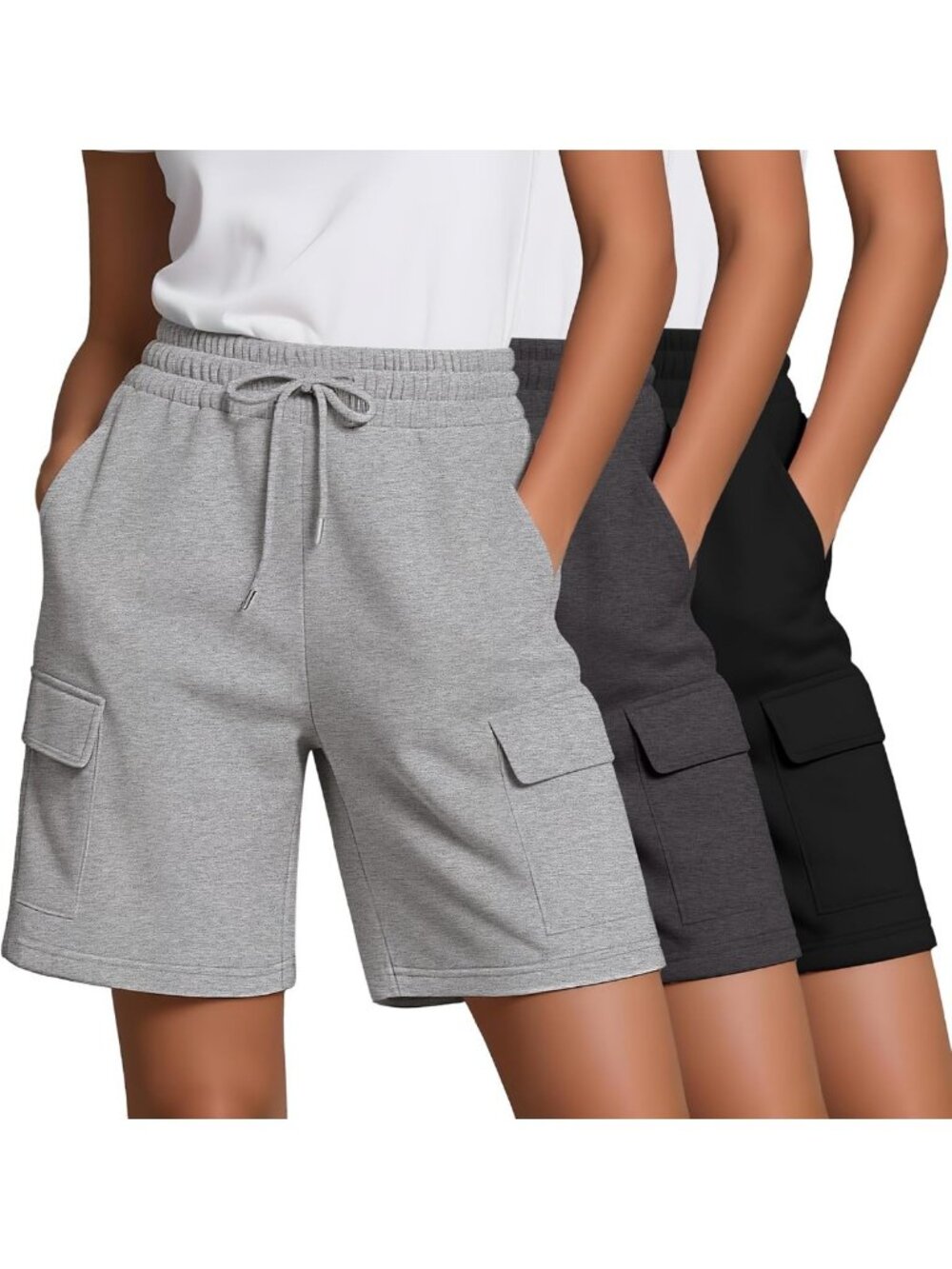 3 Pack Women's Bermuda Shorts with 4 Pockets - Casual Summer Style Essentials
